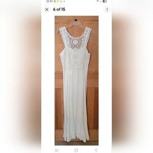 Vintage Bari Jay  SZ 11-12  Ivory Formal Gown Maxi Dress STAINED FLAWS